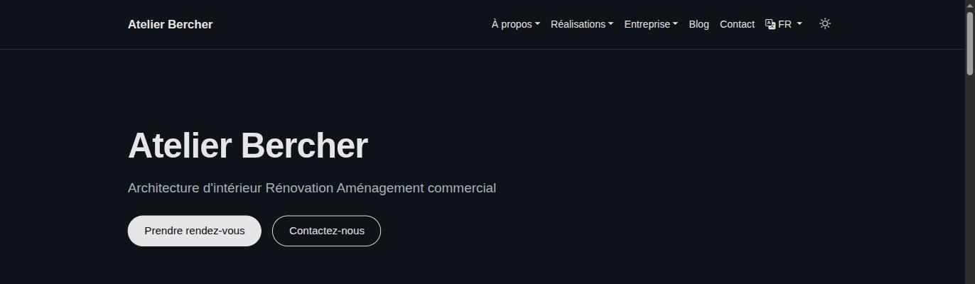 Die veröffentlichte Website: Name des Betriebs, ein Beschreibungssatz und zwei Schaltflächen — Termin buchen, Kontakt.